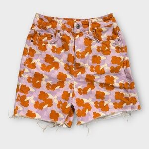 Zara Floral Orange and Pink Women's Shorts